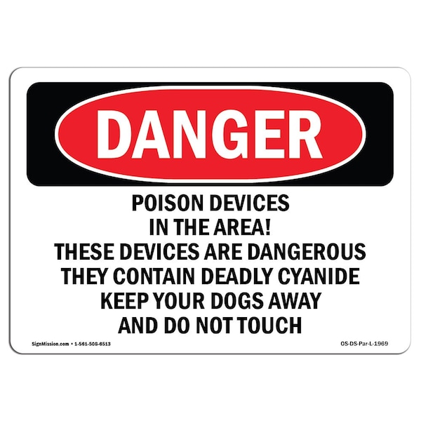 Signmission Safety Sign, OSHA Danger, 10" Height, Rigid Plastic, Poison